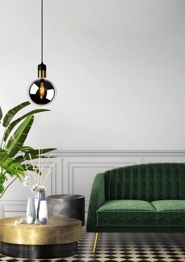 Lucide JULIUS - Pendant light - Ø 20 cm - 1xE27 - Smoke Grey - atmosphere 1